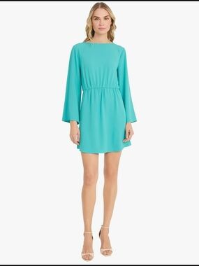 Donna Morgan Aqua Mini Dress with Elastic Waist